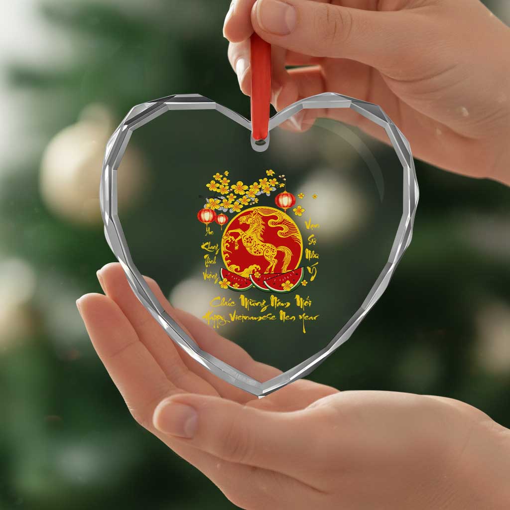 Vietnamese Lunar New Year 2026 Heart Crystal Glass Ornament Chuc Mung Nam Moi Tet Holiday Horse Zodiac