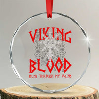 Viking Blood Runs Through My Veins Crystal Glass Ornament Compass Vegvisir Nordic Rune Celtic