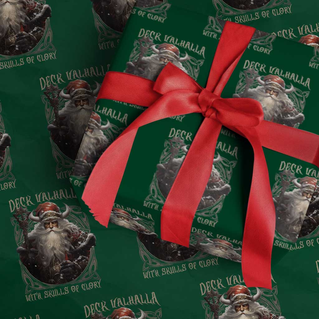 Viking Christmas Wrapping Paper Roll Deck Valhalla With Skulls Of Glory Santa Yule Xmas - Wonder Print Shop