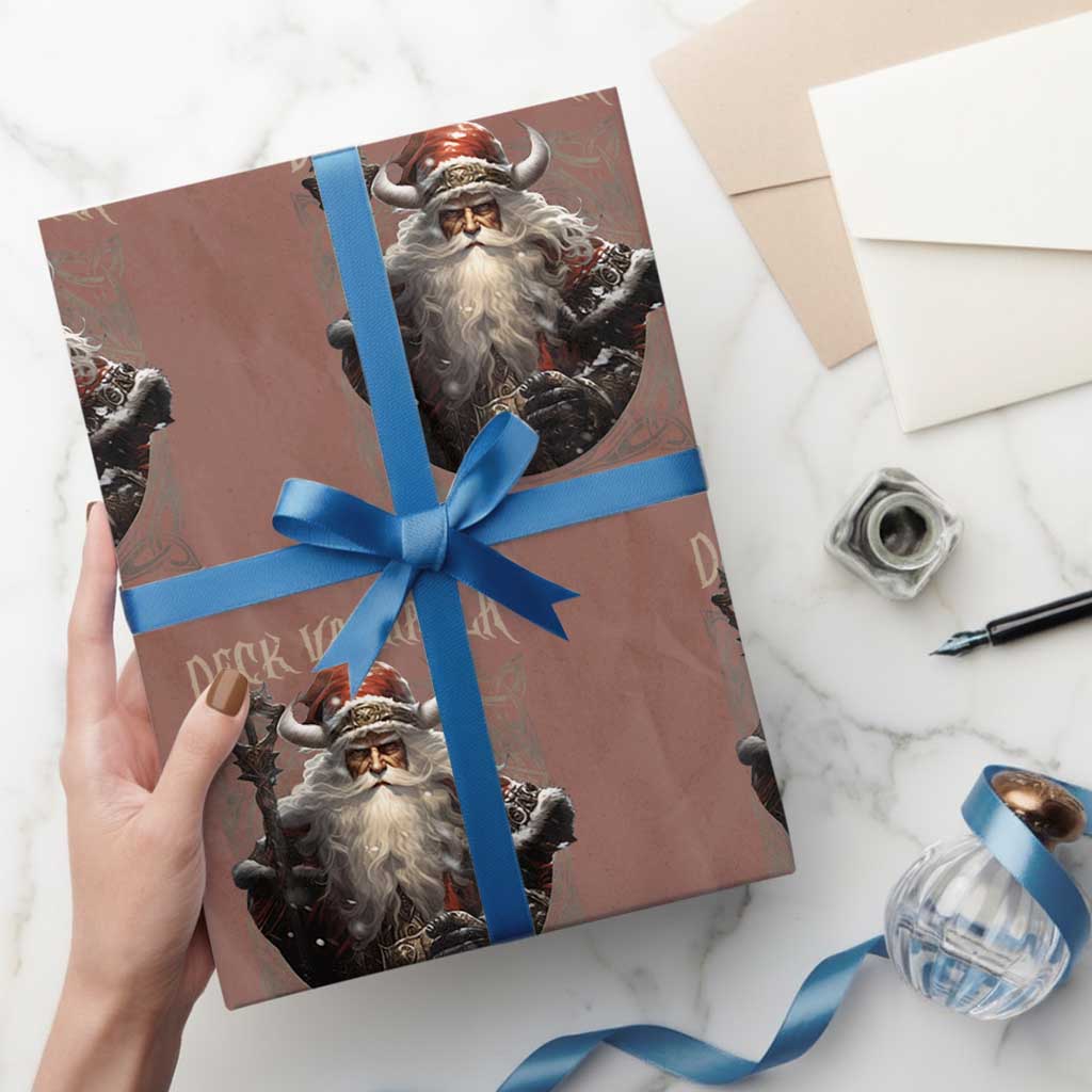 Viking Christmas Wrapping Paper Roll Deck Valhalla With Skulls Of Glory Santa Yule Xmas - Wonder Print Shop