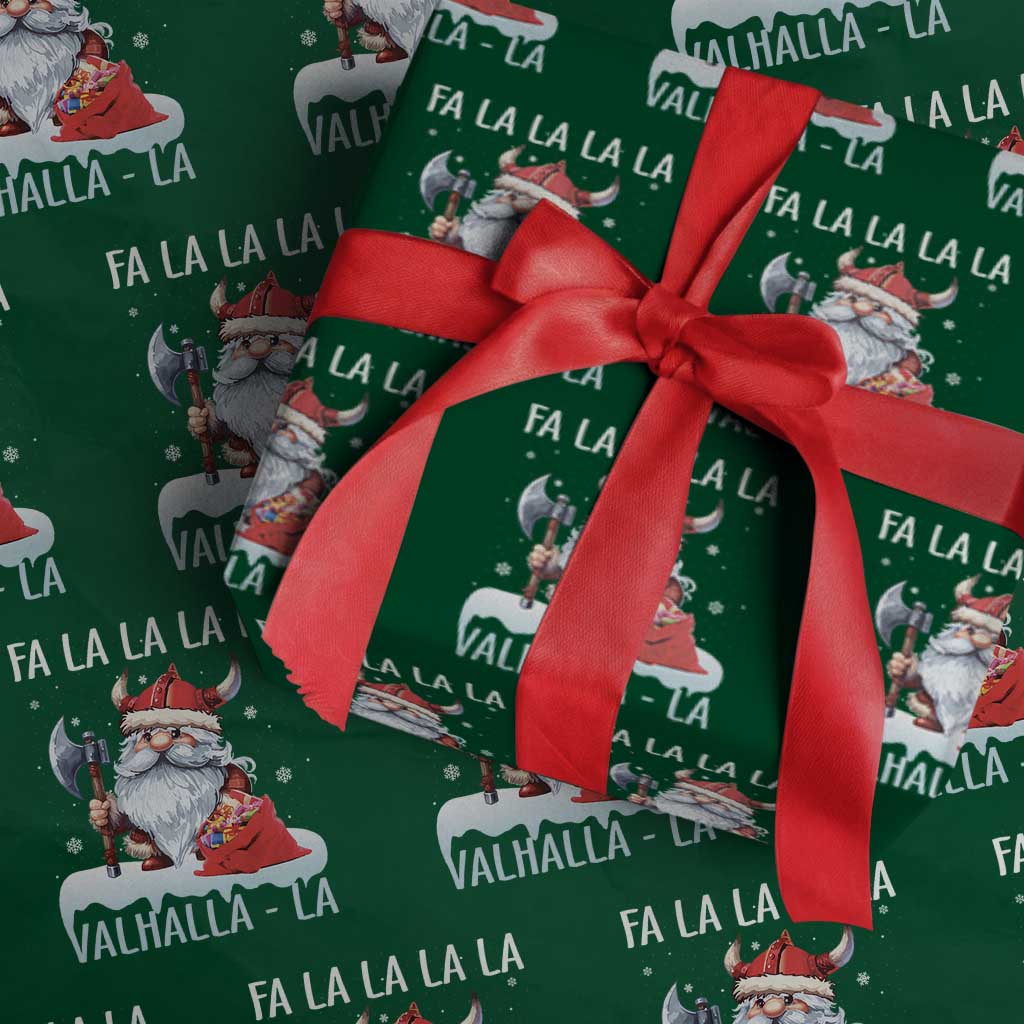 Viking Christmas Wrapping Paper Roll Fa La La La Valhalla La Viking Santa Gnome - Wonder Print Shop