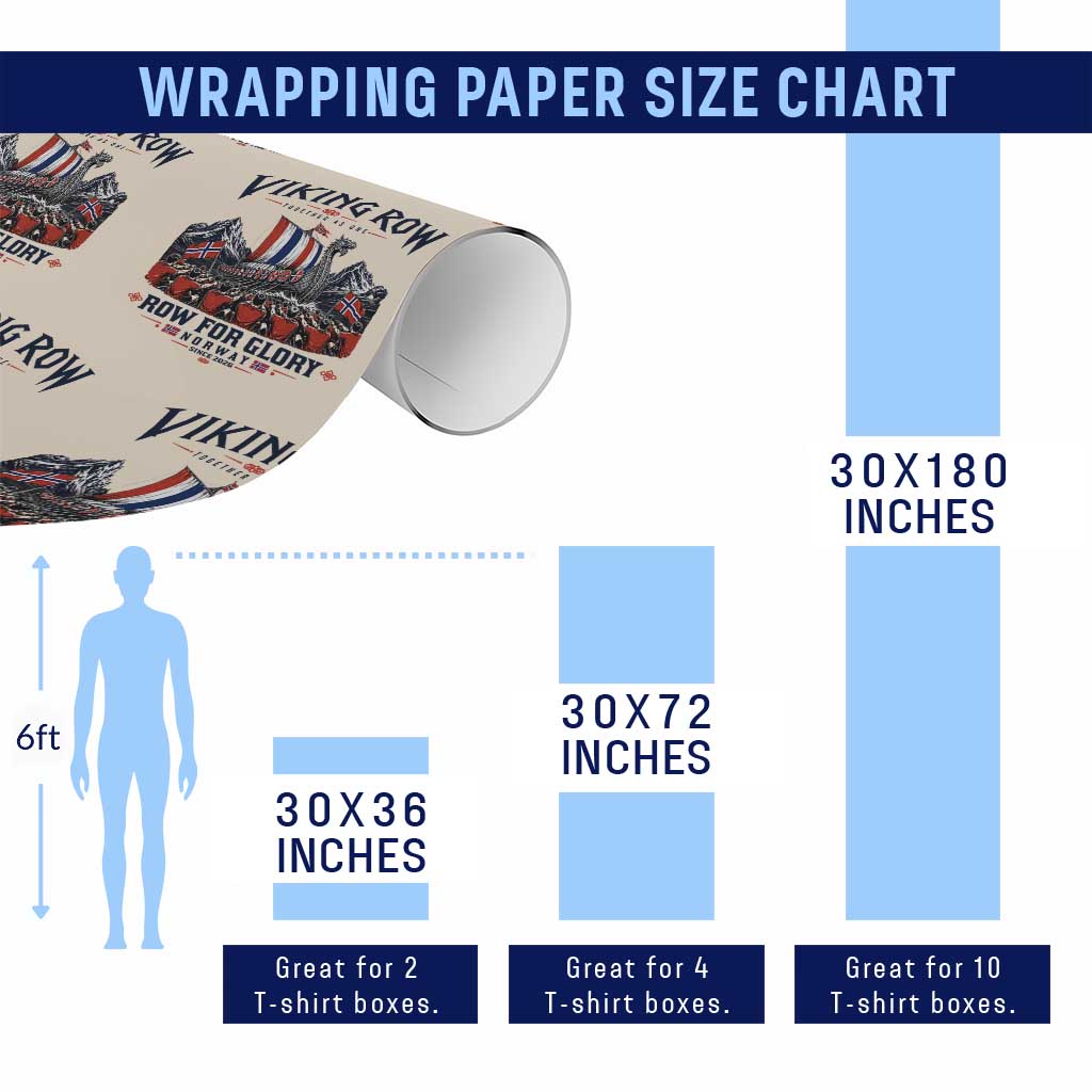 Viking Row Ro Ro Norway Norge Norwegian Flag Wrapping Paper Roll Row For Glory Norway Together As One Retro Football Fans