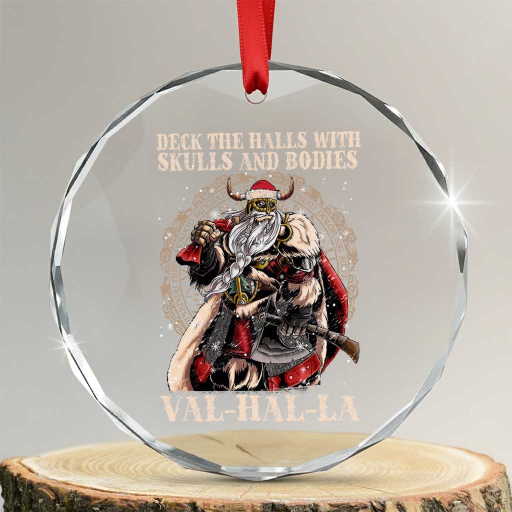 Viking Xmas Crystal Glass Ornament Deck The Halls With Skulls And Bodies Valhalla TS11