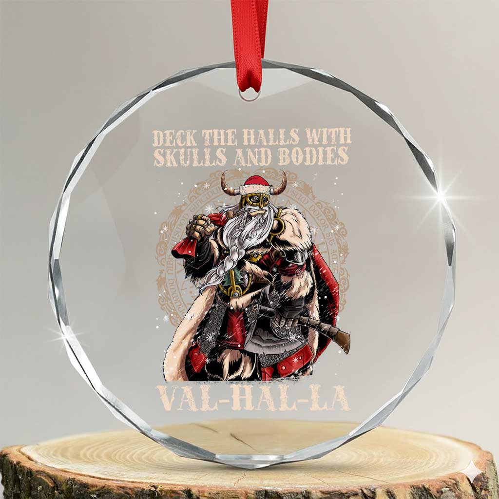 Viking Xmas Crystal Glass Ornament Deck The Halls With Skulls And Bodies Valhalla - Wonder Print Shop