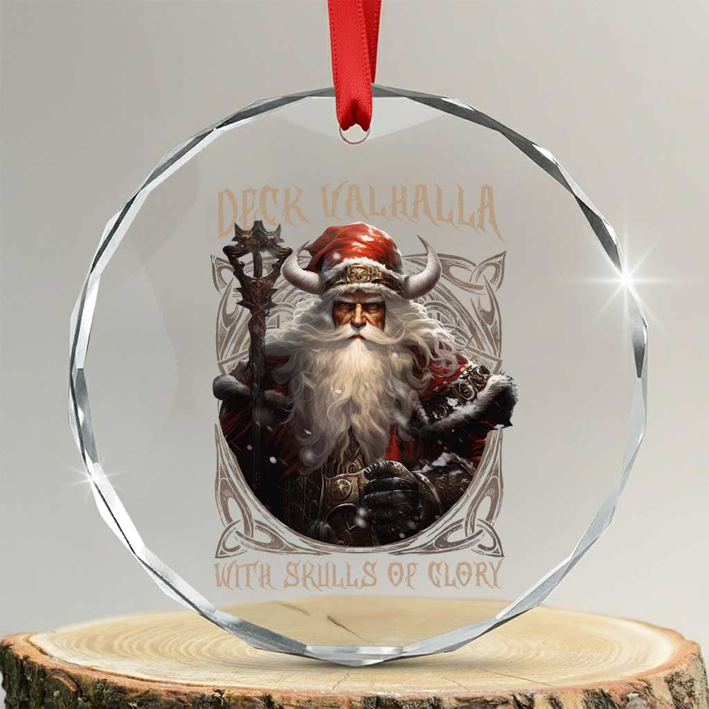 Viking Xmas Crystal Glass Ornament Deck Valhalla With Skulls Of Glory Santa Yule TS11