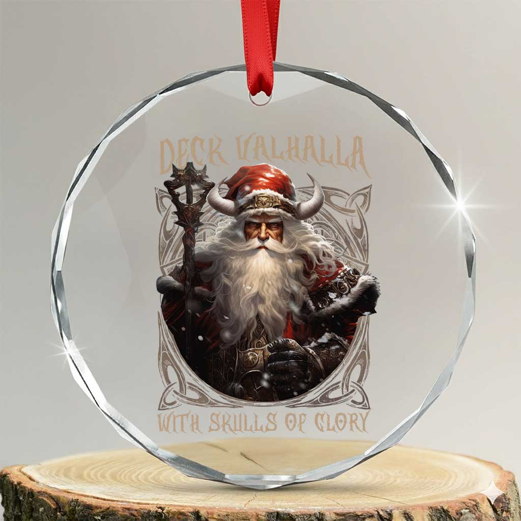 Viking Xmas Crystal Glass Ornament Deck Valhalla With Skulls Of Glory Santa Yule - Wonder Print Shop
