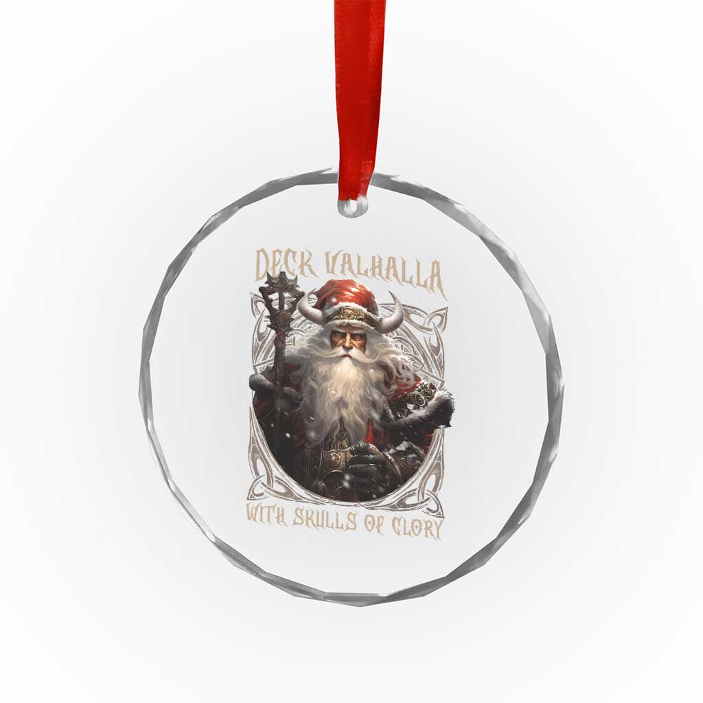 Viking Xmas Crystal Glass Ornament Deck Valhalla With Skulls Of Glory Santa Yule TS11