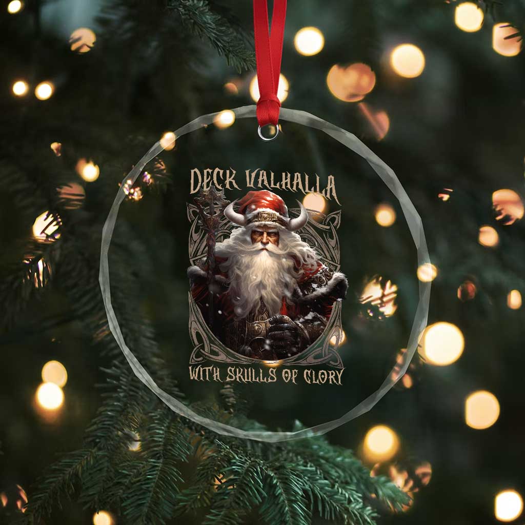 Viking Xmas Crystal Glass Ornament Deck Valhalla With Skulls Of Glory Santa Yule TS11