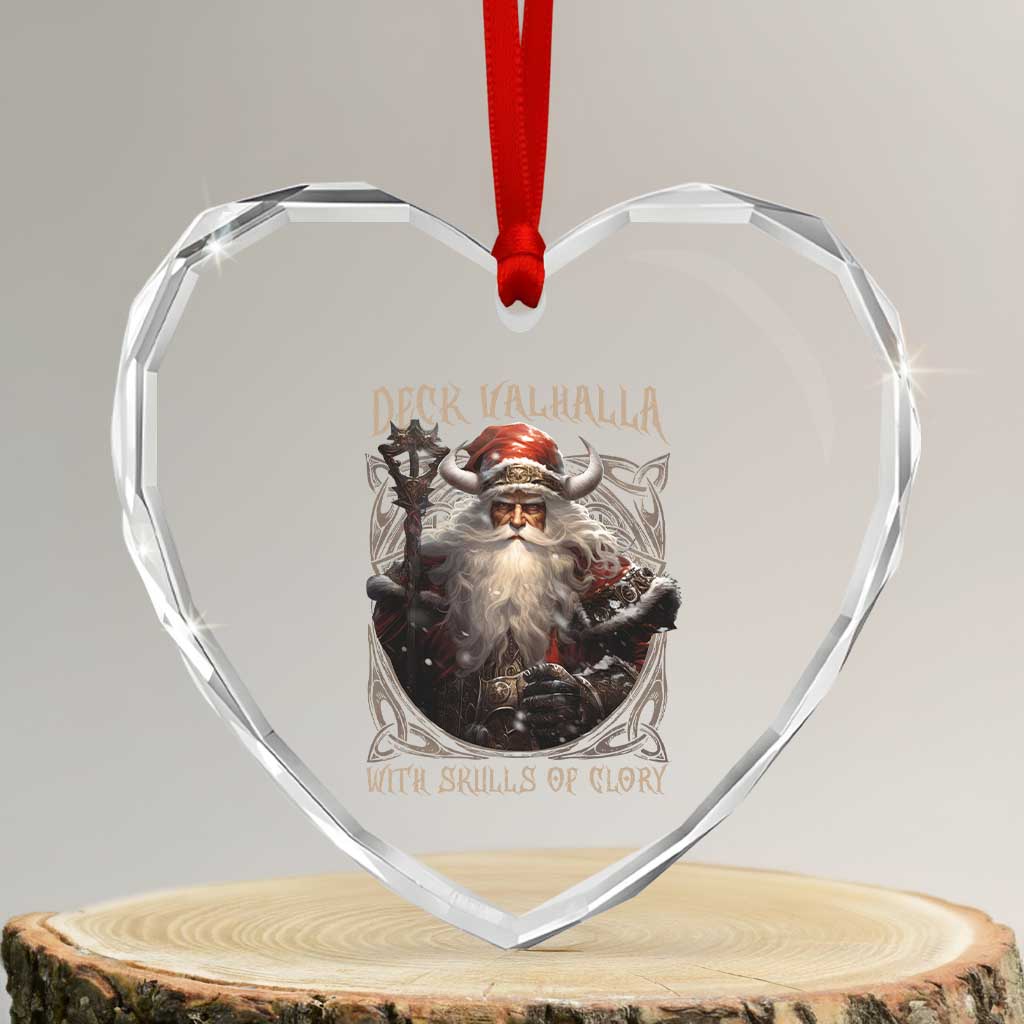 Viking Xmas Heart Crystal Glass Ornament Deck Valhalla With Skulls Of Glory Santa Yule - Wonder Print Shop