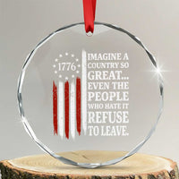 Vintage 1776 Betsy Ross Flag Imagine A Country So Great Crystal Glass Ornament Retro Patriotic American Heritage