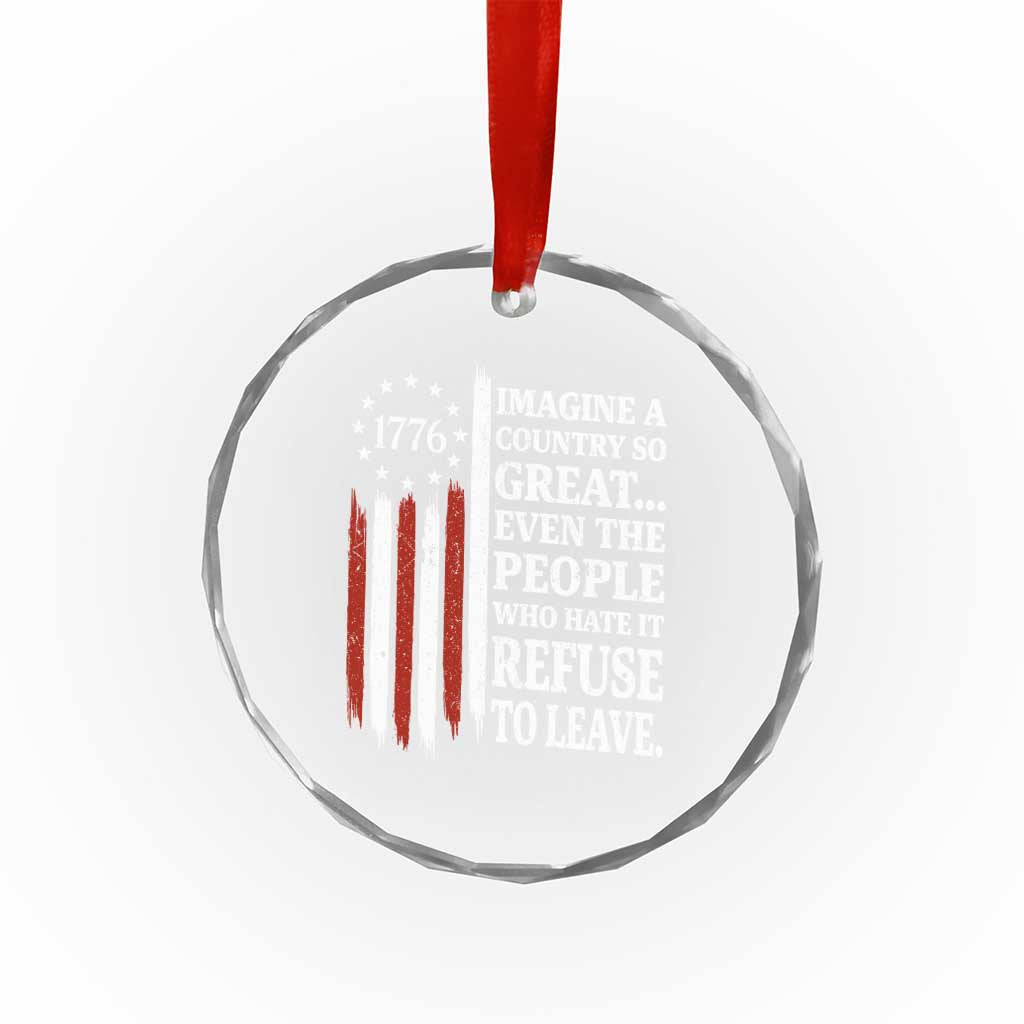 Vintage 1776 Betsy Ross Flag Imagine A Country So Great Crystal Glass Ornament Retro Patriotic American Heritage