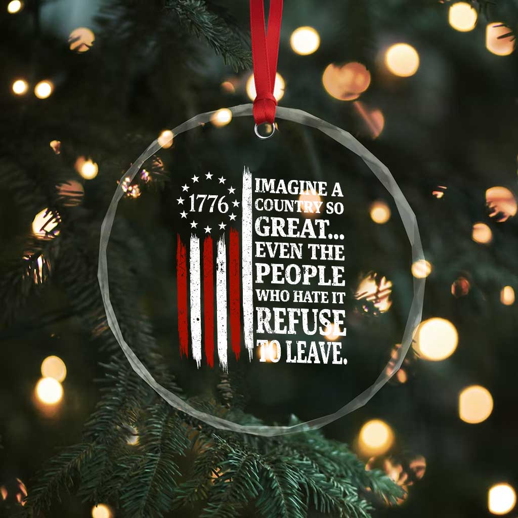 Vintage 1776 Betsy Ross Flag Imagine A Country So Great Crystal Glass Ornament Retro Patriotic American Heritage