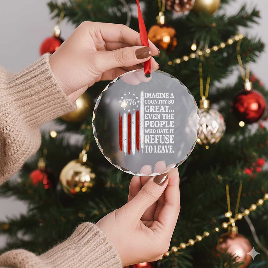 Vintage 1776 Betsy Ross Flag Imagine A Country So Great Crystal Glass Ornament Retro Patriotic American Heritage
