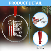 Vintage 1776 Betsy Ross Flag Imagine A Country So Great Crystal Glass Ornament Retro Patriotic American Heritage