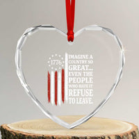 Vintage 1776 Betsy Ross Flag Imagine A Country So Great Heart Crystal Glass Ornament Retro Patriotic American Heritage