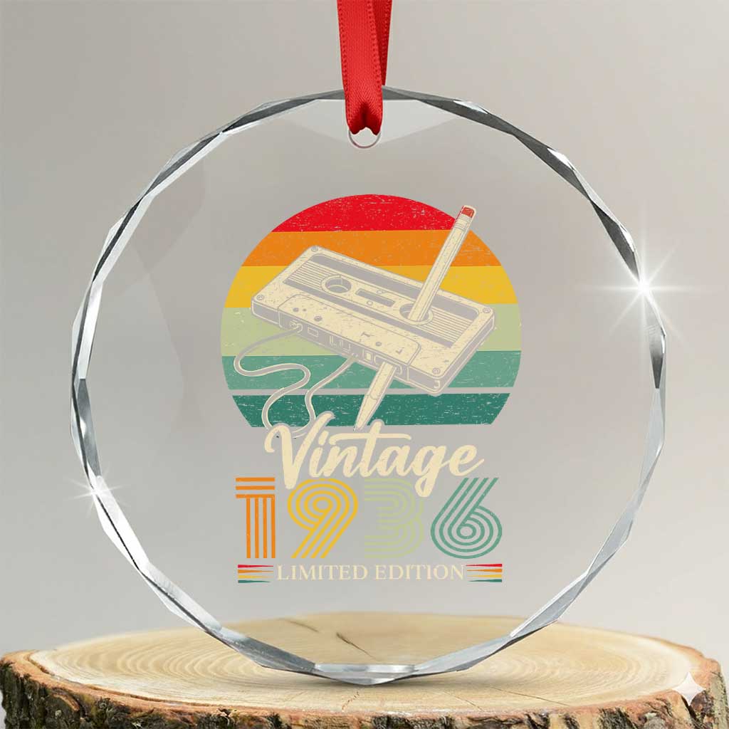 Vintage 1936 Crystal Glass Ornament 90th Birthday Turning 90 Year Old Gifts