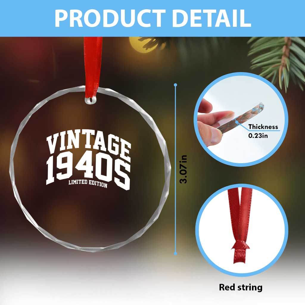 Vintage 1940s Limited Edition Crystal Glass Ornament Vintage Varsity Funny Cool 1940 Theme