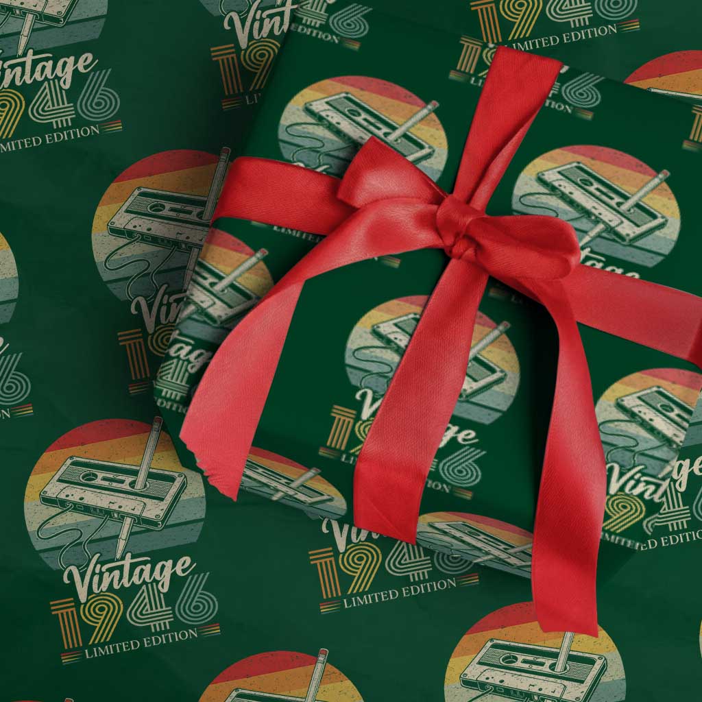 Vintage 1946 Wrapping Paper Roll 80th Birthday Turning 80 Year Old Gifts