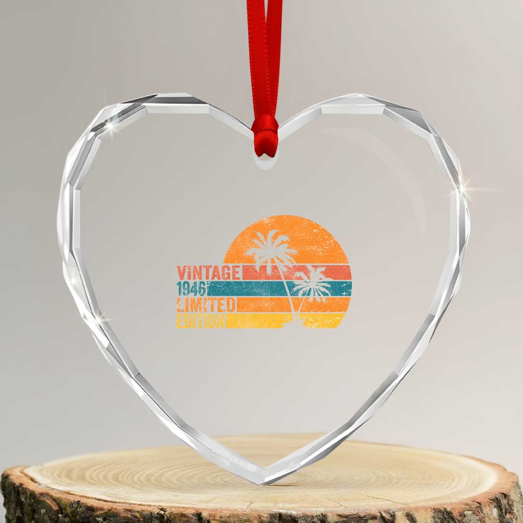 Vintage 1946 Limited Edition Heart Crystal Glass Ornament Retro Sunset 80th Birthday 80 Year Old Gifts