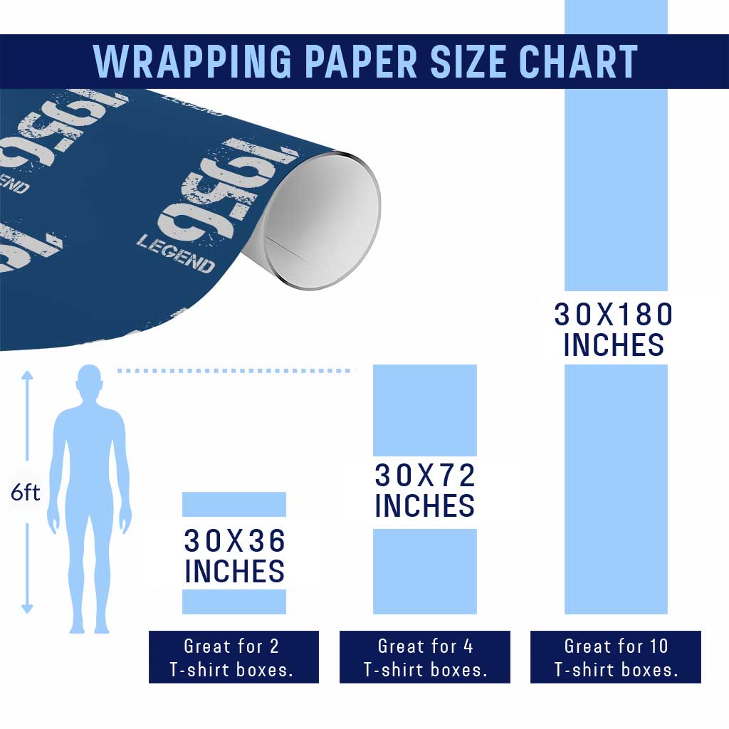 Vintage 1956 Legend Wrapping Paper Roll 70th Birthday Gifts Special Milestone