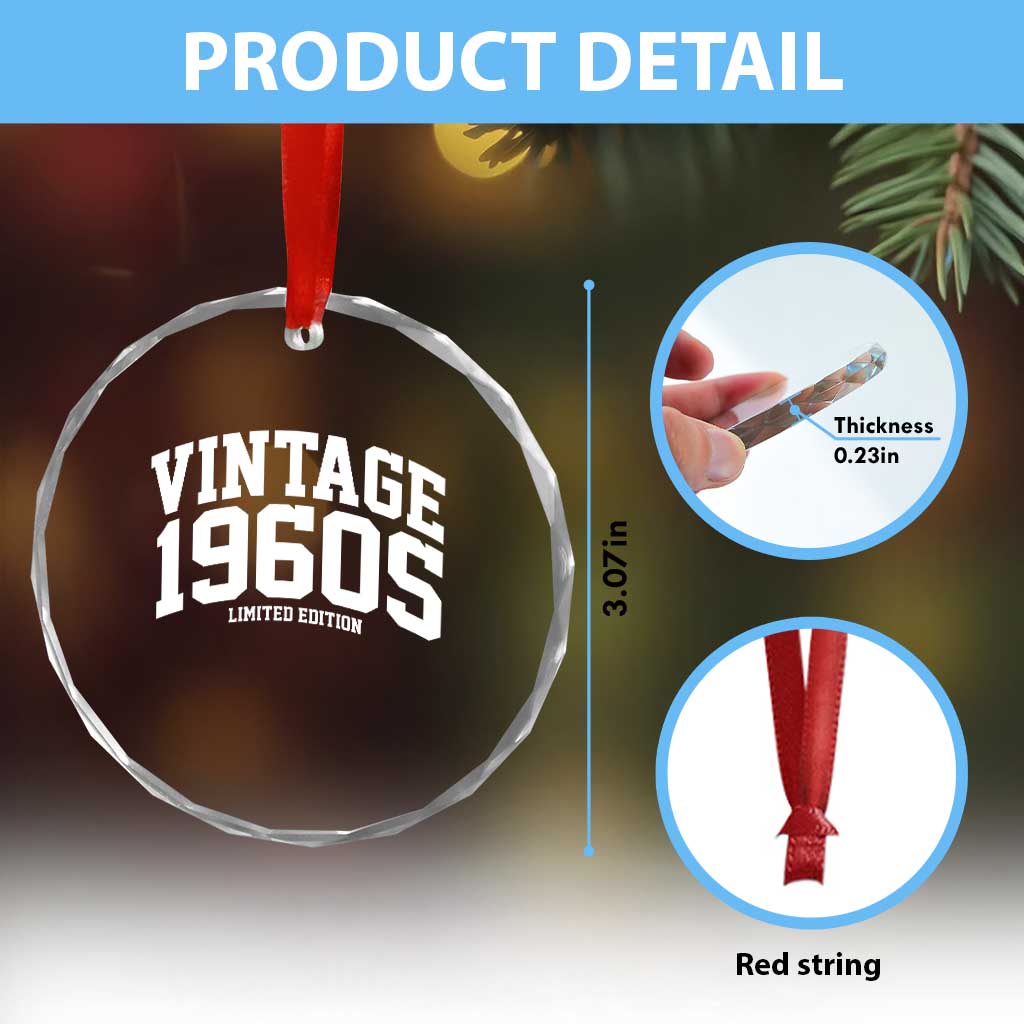 Vintage 1960s Limited Edition Crystal Glass Ornament Vintage Varsity Funny Cool 1960 Theme