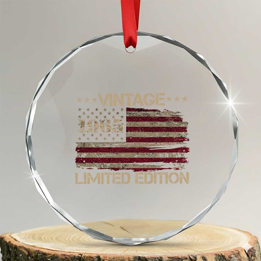 Vintage 1965 Birthday Crystal Glass Ornament Limited Edition Retro American Flag