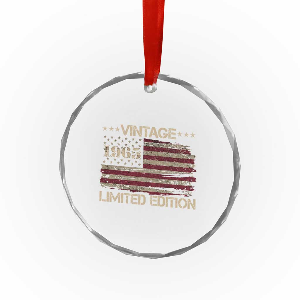 Vintage 1965 Birthday Crystal Glass Ornament Limited Edition Retro American Flag