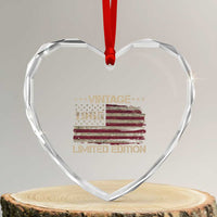 Vintage 1965 Birthday Heart Crystal Glass Ornament Limited Edition Retro American Flag