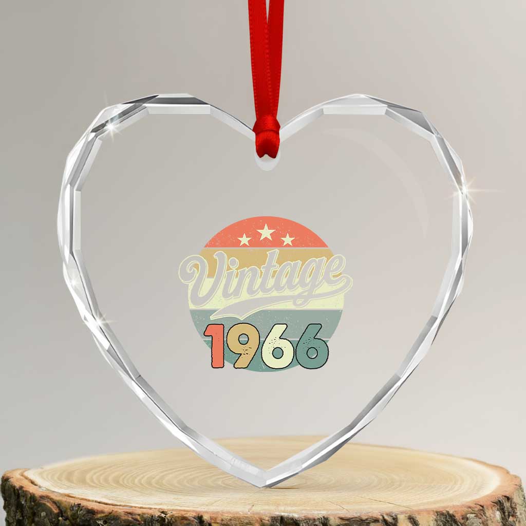 Vintage 1966 Heart Crystal Glass Ornament 60 Year Old 60th Birthday Gifts