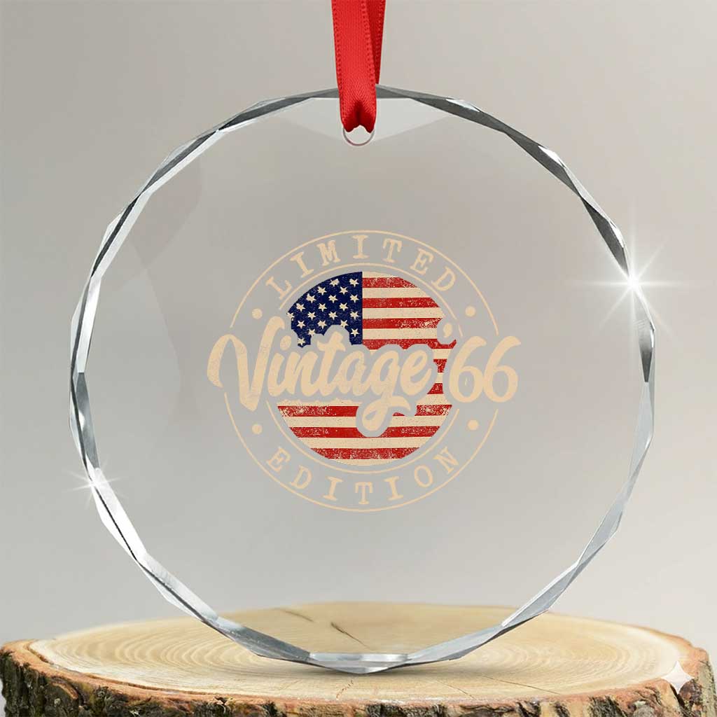 Vintage 1966 Stamp Crystal Glass Ornament Funny 60th Birthday USA Flag 60 Year Old Bday