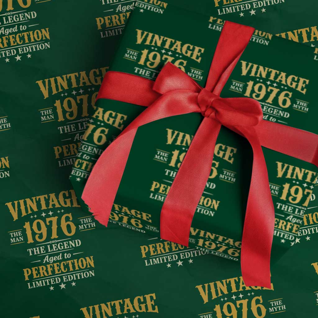 Vintage 1976 Aged to Perfection Wrapping Paper Roll Limited Edition Retro 50th Birthday