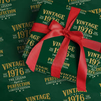 Vintage 1976 Aged to Perfection Wrapping Paper Roll Limited Edition Retro 50th Birthday