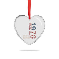 Vintage 1976 All Original Parts Heart Crystal Glass Ornament Patriotic US Flag 50th Birthday Gift