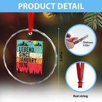 Vintage 1976 Birthday Crystal Glass Ornament Retro 50th Birthday Gifts 50 Years Old