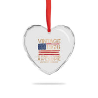 Vintage 1976 Birthday Heart Crystal Glass Ornament 50 Years Of Being Awesome USA Flag