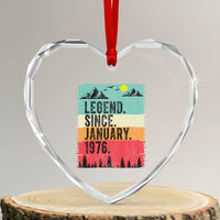 Vintage 1976 Birthday Heart Crystal Glass Ornament Retro 50th Birthday Gifts 50 Years Old