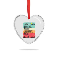 Vintage 1976 Birthday Heart Crystal Glass Ornament Retro 50th Birthday Gifts 50 Years Old