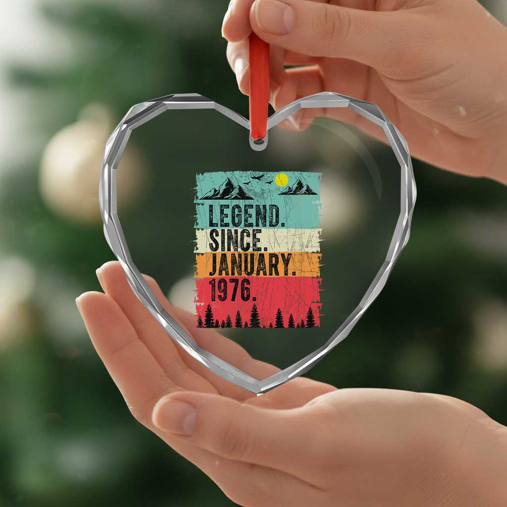 Vintage 1976 Birthday Heart Crystal Glass Ornament Retro 50th Birthday Gifts 50 Years Old