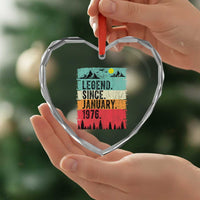 Vintage 1976 Birthday Heart Crystal Glass Ornament Retro 50th Birthday Gifts 50 Years Old