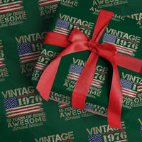 Vintage 1976 Birthday Wrapping Paper Roll 50 Years Of Being Awesome USA Flag