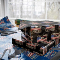 Vintage 1976 Birthday Wrapping Paper Roll 50 Years Of Being Awesome USA Flag