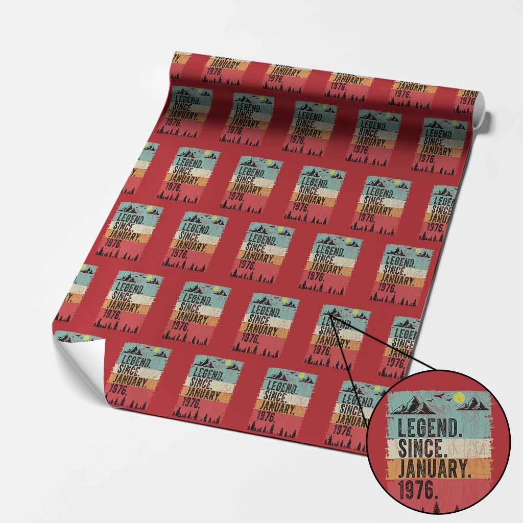 Vintage 1976 Birthday Wrapping Paper Roll Retro 50th Birthday Gifts 50 Years Old
