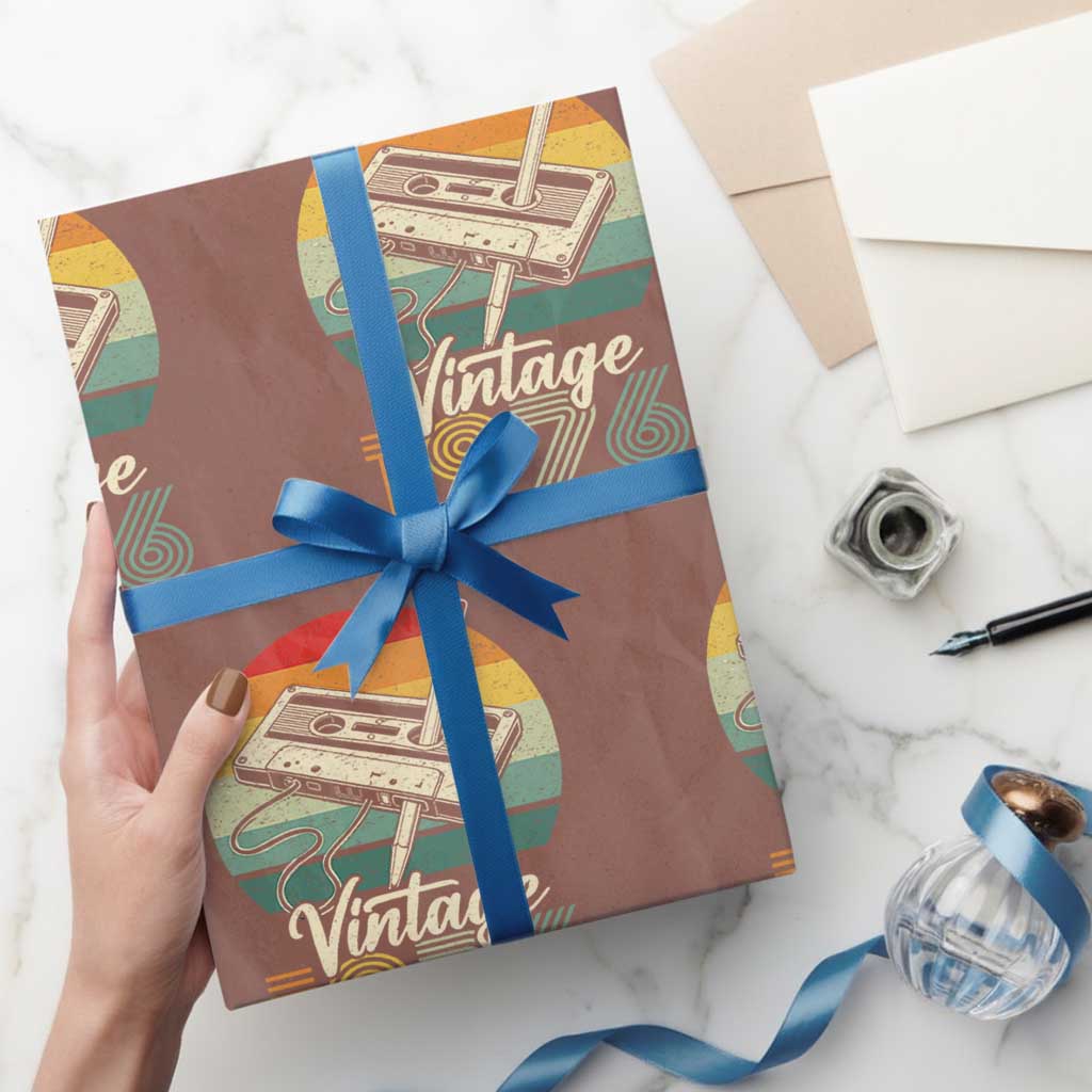 Vintage 1976 Wrapping Paper Roll 50th Birthday Turning 50 Year Old Gifts