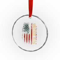 Vintage 1976 Distressed American Flag Crystal Glass Ornament Patriotic 50th Birthday Graphic