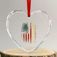 Vintage 1976 Distressed American Flag Heart Crystal Glass Ornament Patriotic 50th Birthday Graphic