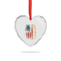 Vintage 1976 Distressed American Flag Heart Crystal Glass Ornament Patriotic 50th Birthday Graphic