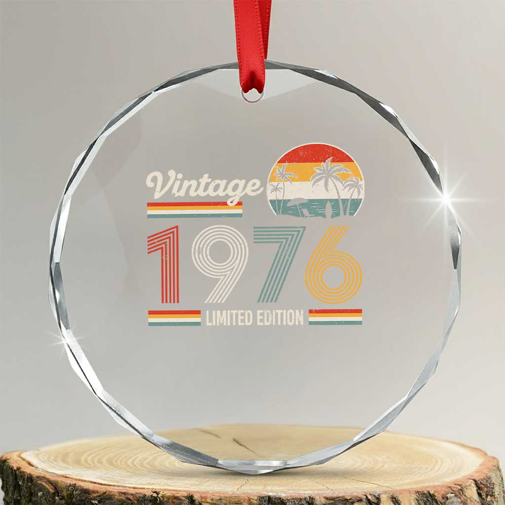 Vintage 1976 Limited Edition Crystal Glass Ornament Retro Sunset 50th Birthday Graphic