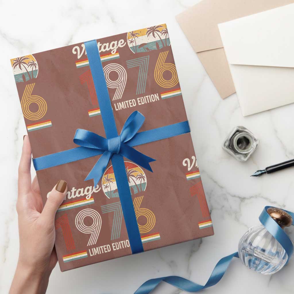 Vintage 1976 Limited Edition Wrapping Paper Roll Retro Sunset 50th Birthday Graphic