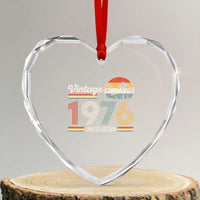 Vintage 1976 Limited Edition Heart Crystal Glass Ornament Retro Sunset 50th Birthday Graphic