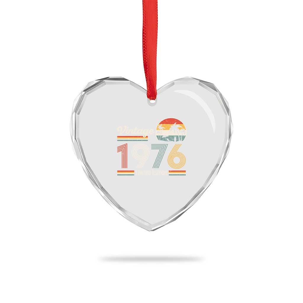 Vintage 1976 Limited Edition Heart Crystal Glass Ornament Retro Sunset 50th Birthday Graphic